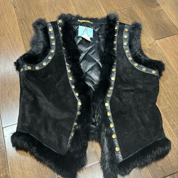 Marciano cut off vest in suede and fur sz S - Picture 1 of 3